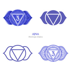 Ajna, third eye chakra symbol. Colorful mandala. Vector illustration - 317070819