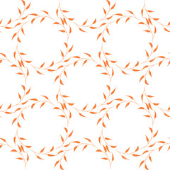 Seamless pattern with horizontal orange branches on white background. Endless background for your design.
