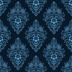 Vector damask seamless pattern background. Classical luxury old fashioned damask ornament, royal victorian seamless texture for wallpapers, textile, wrapping. Exquisite floral baroque template.