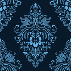 Vector damask seamless pattern element. Classical luxury old fashioned damask ornament, royal victorian seamless texture for wallpapers, textile, wrapping. Exquisite floral baroque template.