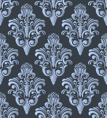 Vector damask seamless pattern element. Classical luxury old fashioned damask ornament, royal victorian seamless texture for wallpapers, textile, wrapping. Exquisite floral baroque template.