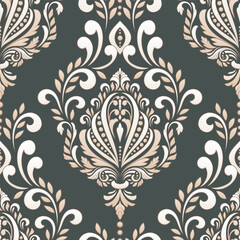 Vector damask seamless pattern element. Classical luxury old fashioned damask ornament, royal victorian seamless texture for wallpapers, textile, wrapping. Exquisite floral baroque template.