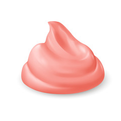 Red Cream Texture Isolated on White Background. Facial Creme, Foam, Gel or Body Lotion Skincare Icon. Illustration Ice Cream Product Swatch