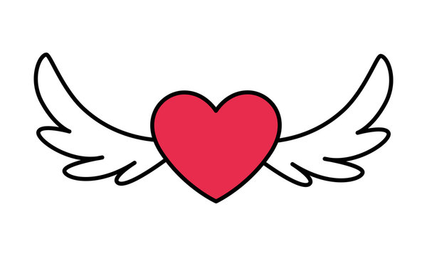 hearts with wings on white background