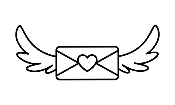 envelope with wings in white background