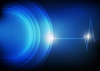 Vector : Cardiogram with heartbeat on grid background