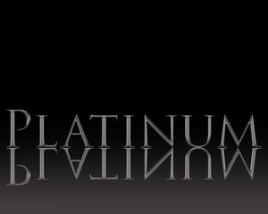The word platinum is written in metallic letters on a black background and is also mirrored and has a silver gradient from bottom to top. Concept: typesetting for logo, poster, invitation. vector