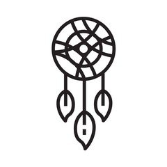 Dream catcher with feathers in line style for tarot cards or game web design.