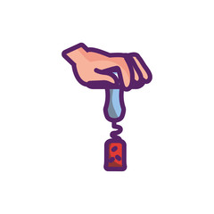 Isolated hand with wine corkscrew vector design