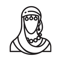 Fortune teller icon in line and pixel perfect style. Indian woman symbol