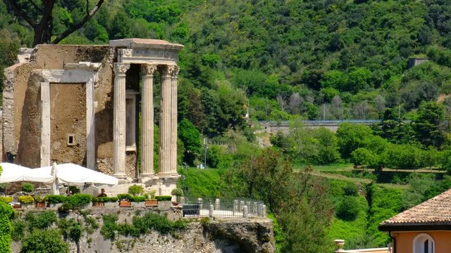 Rome local landmark of Tivoli - Lazio region of Italy - Temple of Vesta Circular Temple roman temple symbol