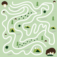 Logical puzzle game for children and adults. Find the right road. Developing kids attentiveness and spatial, mathematical thinking skills. IQ training test.