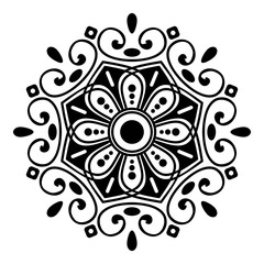 Ethnic Mandala ornament, circular decorative element. Hand drawn background. Can be used for greeting card, phone case print, etc.