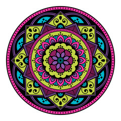 Ethnic Mandala ornament, circular decorative element. Hand drawn background. Can be used for greeting card, phone case print, etc.