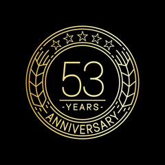 53 years anniversary logo template. 53rd line art vector and illustration.