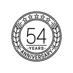54 years anniversary logo template. 54th line art vector and illustration.