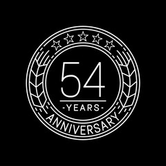 54 years anniversary logo template. 54th line art vector and illustration.