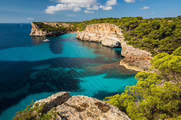 Fototapeta na wymiar East coast of Mallorca, Calo del Moro visible