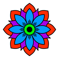 Ethnic Mandala ornament, circular decorative element. Hand drawn background. Can be used for greeting card, phone case print, etc.