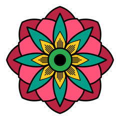 Ethnic Mandala ornament, circular decorative element. Hand drawn background. Can be used for greeting card, phone case print, etc.