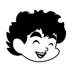 head of cute cupid angel on white background