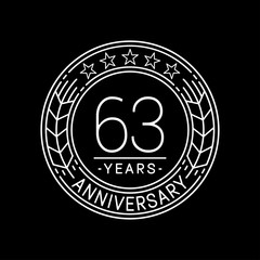 63 years anniversary logo template. 63rd line art vector and illustration.