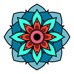 Ethnic Mandala ornament, circular decorative element. Hand drawn background. Can be used for greeting card, phone case print, etc.