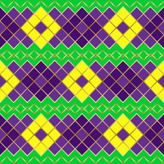 Elegant luxury pattern in traditional Mardi Gras holiday colors. Perfect to decorating clothes for carnival and up any room home, that needs a little color touch.