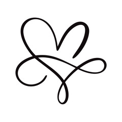 Heart love logo with Infinity sign. Design flourish element for valentine card. Vector illustration. Romantic symbol wedding. Template for t shirt, banner, poster