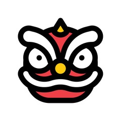 china new year related lion dance face vector with editable stroke