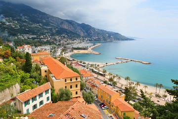 Naklejka na ściany i meble Menton, town in French Riviera Cote d'Azur