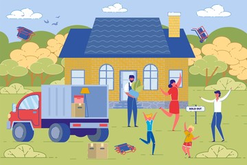 Family Moving from Old Sold House to New Place.