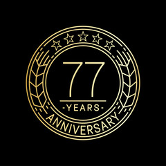 77 years anniversary logo template. 77th line art vector and illustration.