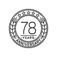 78 years anniversary logo template. 78th line art vector and illustration.