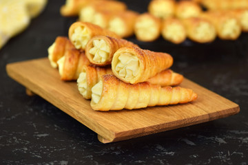 Delicious cream horns filled with vanilla cream.