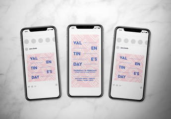 Valentine's Day Social Media Post Layout Set Pink and Blue Text Elements