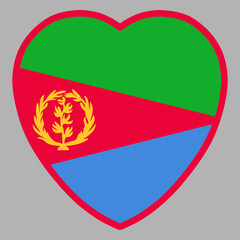 Eritrea Flag In Heart Shape Vector