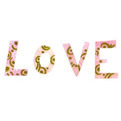 watercolor inscription - love. Illustration for Valentine's Day. Watercolor font. Wedding design