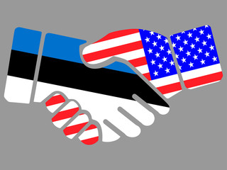 Estonia and USA flags Handshake vector