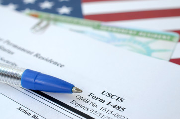 I-485 Application to register permanent residence or adjust status form and green card from...