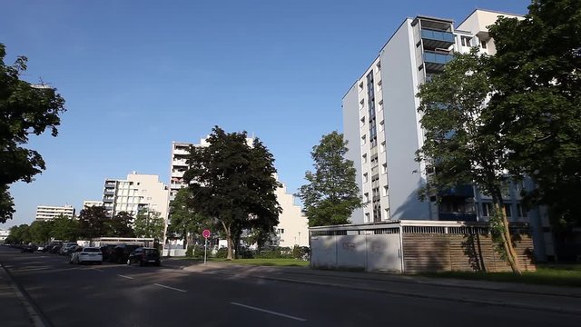 Ingolstadt Waldeysenstrasse in Piusviertel with Housing Estates, Bavaria, Germany.