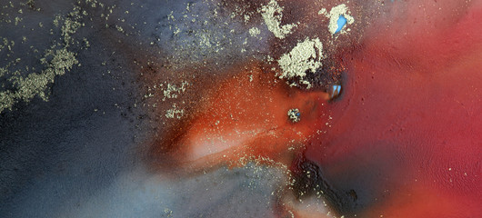 Abstract painting blots background. Alcohol ink colors. Marble texture. Horizontal long banner.