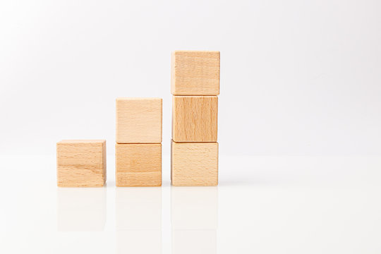 wooden cubes on a white background
