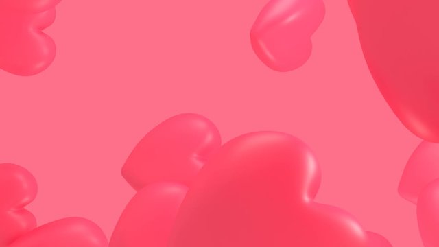 Vertical Floating 3D Hearts Looping Background. Alpha channel available. Vertical background for Valentine's Day.