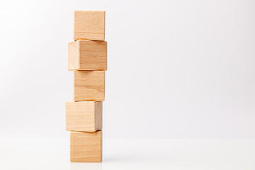 wooden cubes on a white background