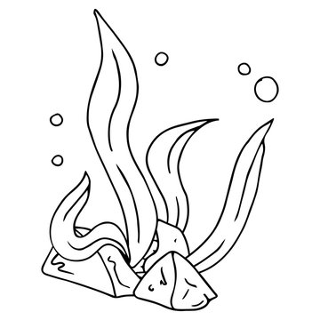 black and white seaweed and rocks clip art preview