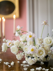  a bouquet of white flowers in a classic interior