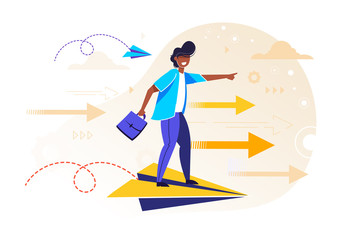 Flight. Business persons balancing 