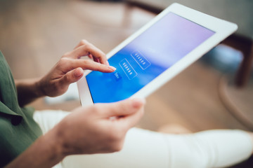 Crop woman authorizing in personal app