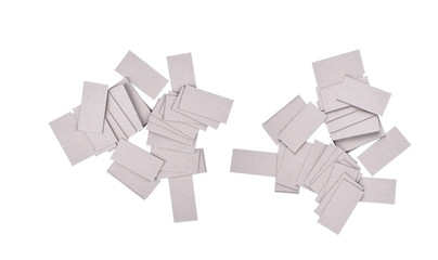 Cardboard isolated on white background. Sliced ​​cardboard in gray rectangles